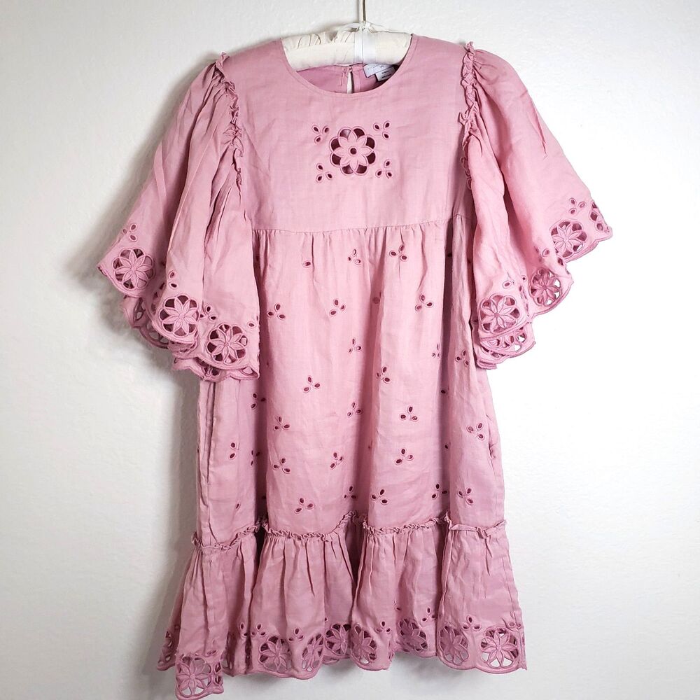 Pink Eyelet Butterfly Sleeves Stella McCartney Dress